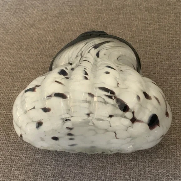 Vintage Handblown White and Black Swirl Art Glass Purse Decorative Sculpture - Picture 5 of 6